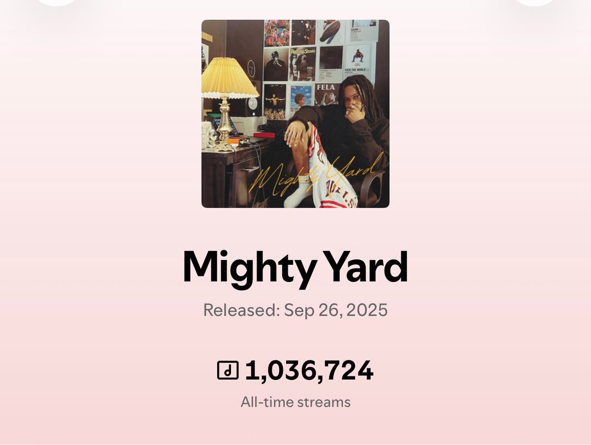 mightyyout's tweet photo. My debut EP Mightyyard 🏠 crossed a million!!! Up and grateful 🙏 

Stream my new single “HELLO” out now! 

https://t.co/fdz8CgaQ13 https://t.co/XHCswdEcVY