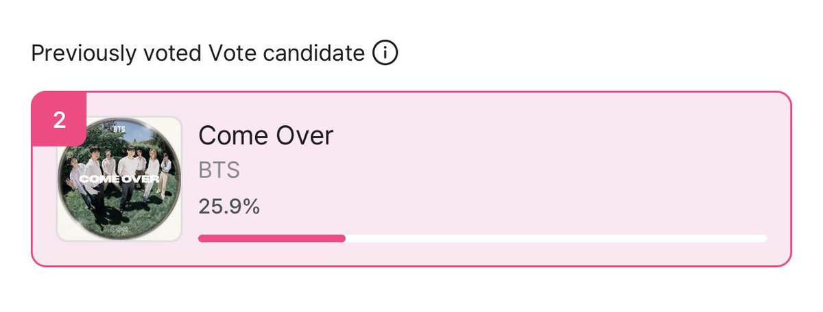 mnikook_998's tweet photo. 📢 อาร์มี่ มาช่วยกันโหวต “Come Over” ใน BILLBOARD KOREA FAN CHOICE MUSIC กัน! 💜

‼️ ตอนนี้ยังอยู่อันดับ #2 รีบช่วยกันดันขึ้นที่ #1 นะ!!
🗳 โหวตได้ 10 ครั้ง/วัน
🗓 ปิดโหวต 2 สิงหาคม 2026

🔗 https://t.co/Ll8Ee5y6Vt
#อาร์มี่ชวนโหวต https://t.co/2pahU6XLJa