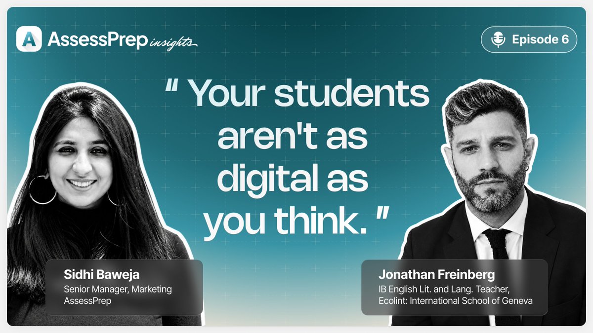 assessprep's tweet photo. "Students are digitally social, but not automatically digitally academic."

Jonathan Freinberg, IB English at Ecolint, on getting students ready for digital DP exams.

Worth a watch if your school is heading the same way.

➡️ https://t.co/IURWtoW062 https://t.co/fL8iNtCtID