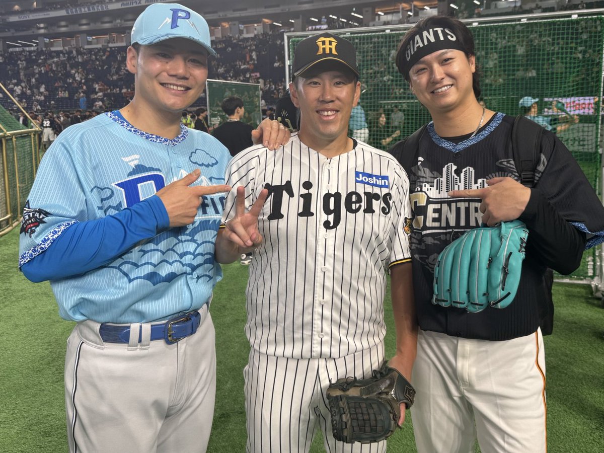 FightersPR's tweet photo. 2018年ファイターズ同期入団の3人！

1位：清宮幸太郎 選手
2位：西村天裕 打撃投手
3位：田中瑛斗 投手

#マイナビオールスターゲーム2026
#lovefighters https://t.co/mKJvWsbJrb