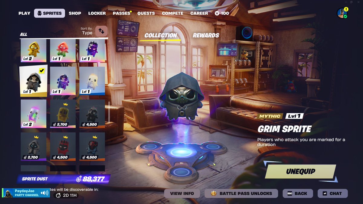 Vyseans's tweet photo. last night I found a Grim Sprite 🔥

#fortnite https://t.co/ZzDiY5Jk36