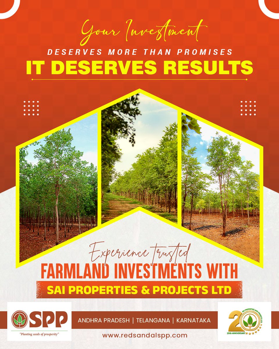 SaipropertiesP's tweet photo. 🌳 Invest in Growth. Invest in Red Sandalwood. 🌿

Your investment deserves more than promises—it deserves real results. 📈
Choose trusted farmland investments with Sai Properties & Projects Ltd and be a part of a growing legacy. 🌱

✅ Premium Red Sandalwood Farmlands
✅ Trusted by Thousands of Investors
✅ Long-Term Wealth Creation
✅ Transparent & Secure Investments

👉 https://t.co/o7hV5QwtSO
✉️ saiprojects.info@gmail.com
📍 Andhra Pradesh, Telangana, Karnataka

#saipropertiesandprojects #redsandalwood #farmlandinvestment #smartinvestment #landinvestment #wealthcreation #longterminvestment #sustainableinvestment #agricultureinvestment #passiveincome #investmentgoals #financialfreedom #realestateinvestment #futurewealth #investsmart
.
.
[redsandalwood farmlands, investment, investment in redsandalwood, redsandalwood cultivation, errachandanam]
