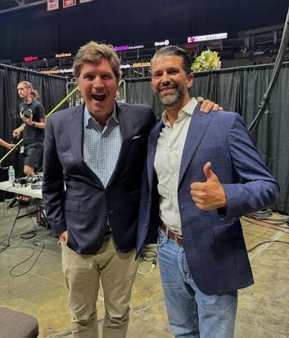 LilyRoslynWest's tweet photo. What Trump left out from his posting about the mentally diseased Tucker Carlson, is his VP and his son, who both, apparently have hard-on's for Tucker: https://t.co/1P2UDdBIKg