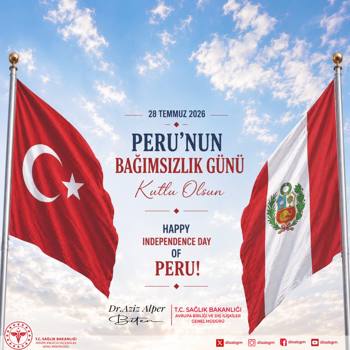 disabgm's tweet photo. Peru Cumhuriyeti’nin Bağımsızlık Günü kutlu olsun. 🇹🇷🇵🇪

Happy Independence Day to the Republic of Peru. 🇹🇷🇵🇪

@Minsa_Peru 
@PeruEnTurquia https://t.co/YJlMjLSg9M