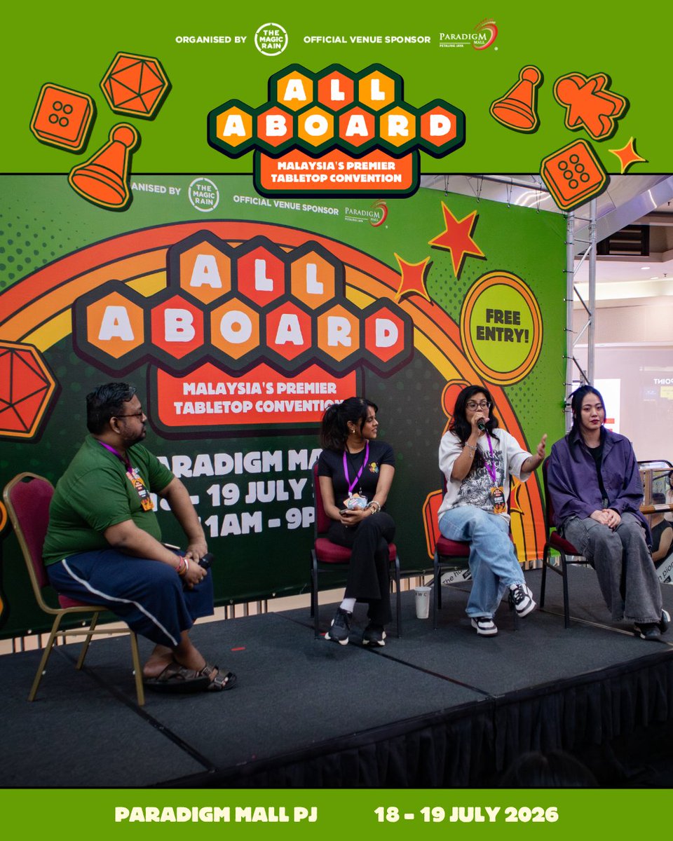 all_aboard_my's tweet photo. Our Women in Tabletop Gaming panel featured Geetha Nithi (KAYA), Stephanie Lisa Ong (Engkodok), and content creator Dungeon Mother Kir, who shared thoughtful discussions on building inclusive spaces for women in gaming. We'd like to thank them for sharing their insights! https://t.co/cwMvF44jce