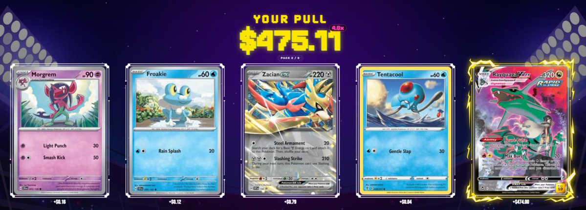 BagCalls's tweet photo. Got some insane CGC 10 and PSA 10 pulls today, had a HELL of a lucky evening! 

Ripped about 10 $100 packs on @TiltRips and got 4 massive hits

CGC 10 Houndoom
PSA 10 Metagross
PSA 10 Pinsir
PSA 10 Rayquaza 

What other gacha machines can do this? Please show me.

What a night!! https://t.co/NKhdiZanQu