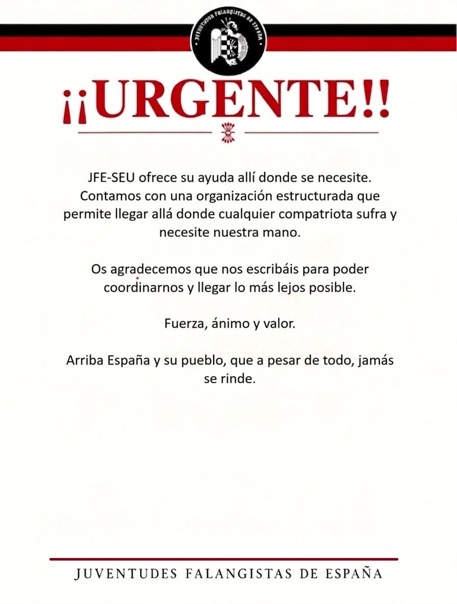 JFalange's tweet photo. URGENTE‼️ 

¡Ayuda a los españoles que más lo necesitan! https://t.co/hiUgNEu8oD
