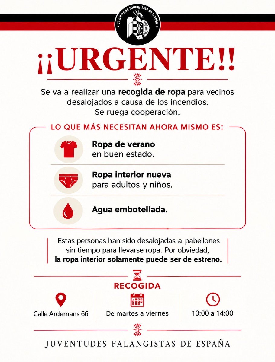 JFalange's tweet photo. URGENTE‼️ 

¡Ayuda a los españoles que más lo necesitan! https://t.co/hiUgNEu8oD
