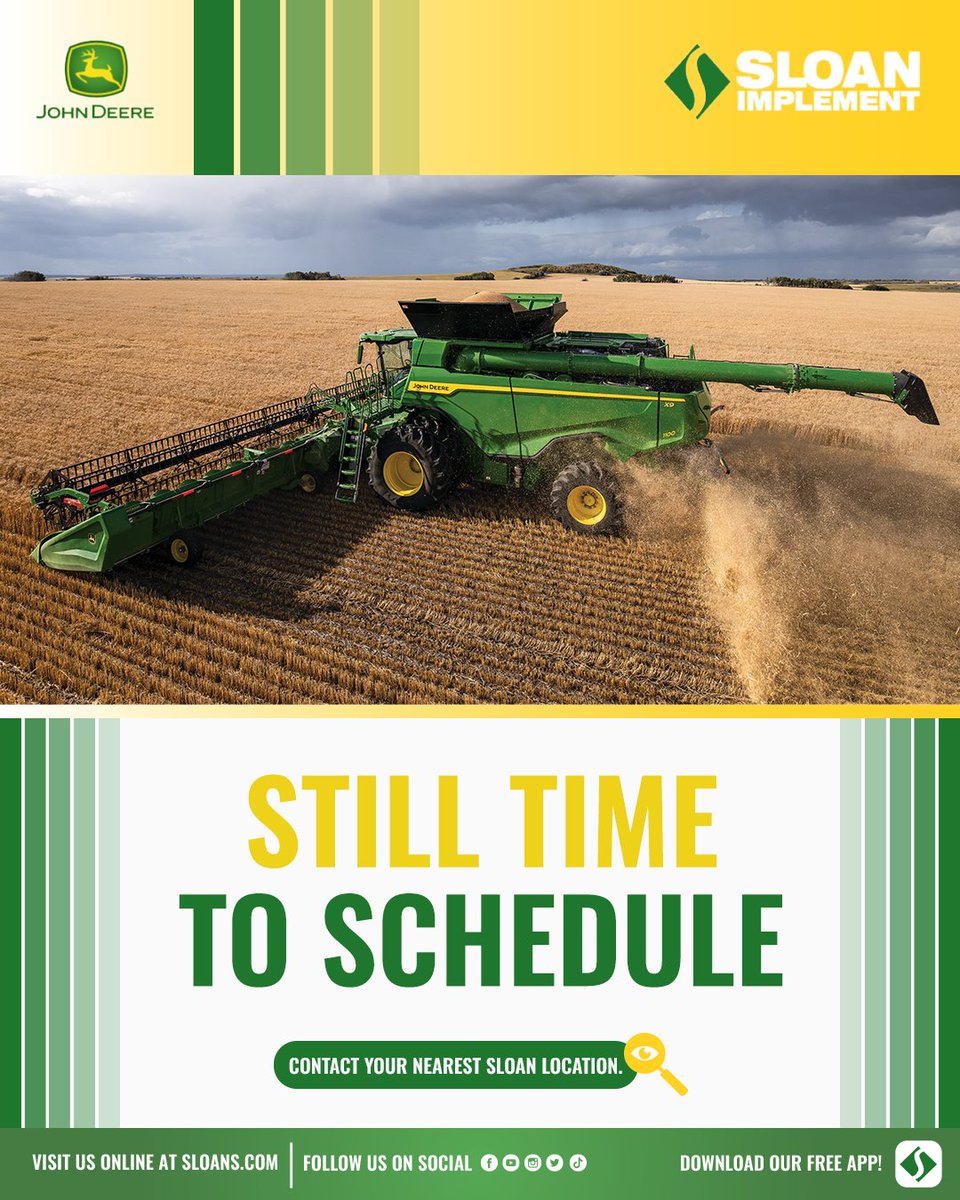 sloanimplement's tweet photo. July 31 is the deadline. Don’t wait to schedule combine, tractor, or planter service.

Get ahead of downtime with a scheduled inspection.

#SloanImplement #FarmService #InspectionReminder #PreventDowntime https://t.co/jl0I5qWKsl