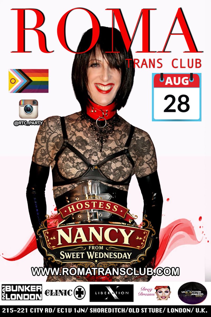 roma_party's tweet photo. ROMA INFO
Once a month trans Party 
Tickets can be purchased ONLINE 
28/08/2026
📍 BUNKER CLUB
215–221 City Rd, EC1V 1JN
🕺 10.30PM TO 4.30AM
💻 https://t.co/w9ntVPQchm
No dress Code/ Casual Smart suggested 
Entry Fee
Guys £35
Ladies £15
Last entrance 3.30am https://t.co/e5tmFldquy