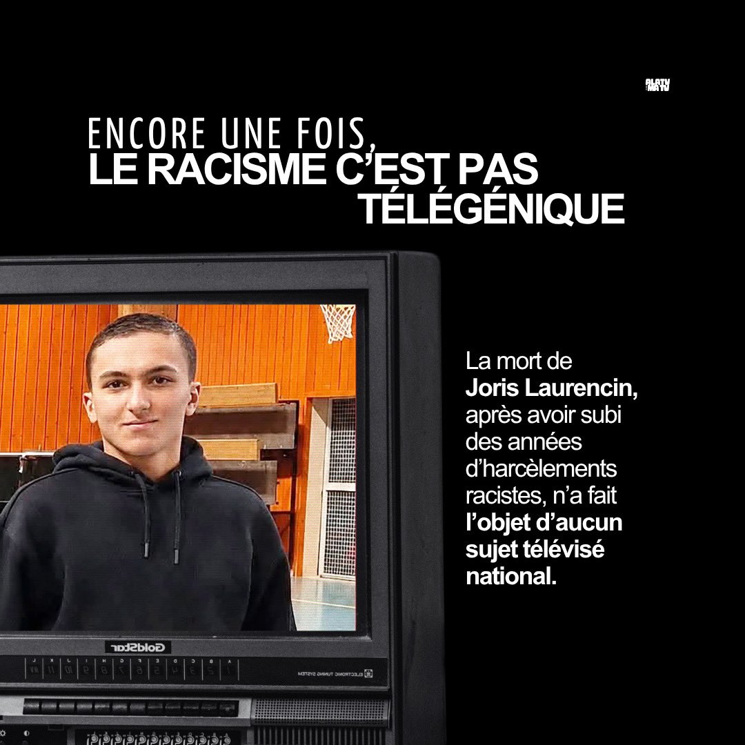 OuiCerCelia's tweet photo. L’histoire de Joris n’arrivera pas à la télévision nationale, aucune chaîne ne l’a couverte ou mentionnée.

Quel drame doit-il arriver pour que le racisme et sa contextualisation national deviennent un véritable sujet médiatique significatif ? 
https://t.co/oZLpRdH0mq https://t.co/Il7267cSZu