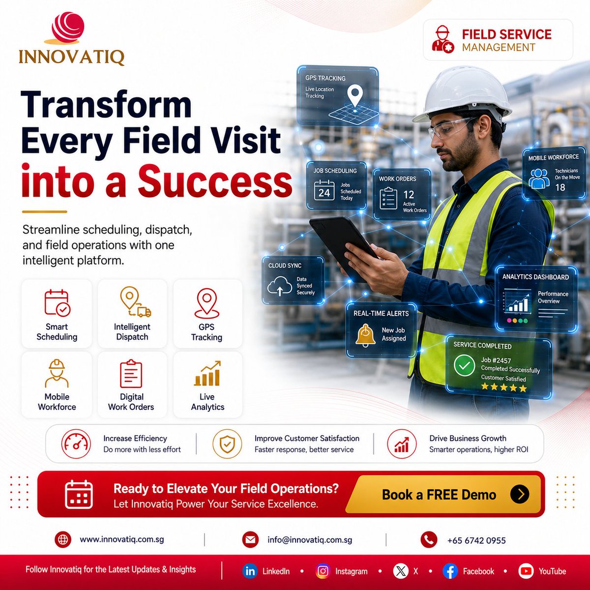 innovatiq_tech's tweet photo. 🚀 Streamline your field operations with Innovatiq's Field Service Management Solution.
✅Smart Scheduling
📍GPS Tracking
📋Digital Work Orders
Deliver faster service and boost team productivity.
📅 Book your FREE Demo!
🌐https://t.co/Ian1HDv9Al
#FieldService #SaaS #Innovatiq https://t.co/UGTUW5Kwa3