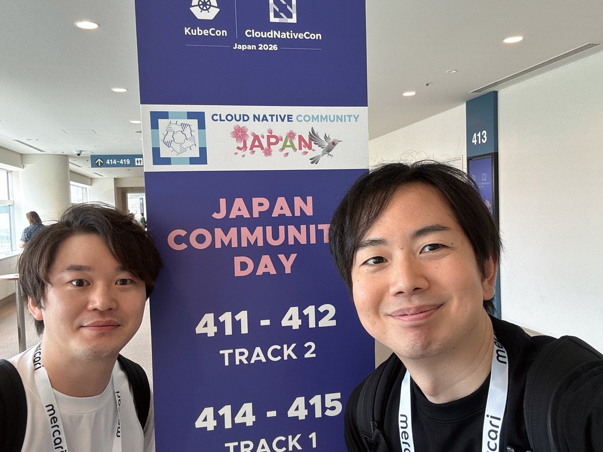 enechain_tech's tweet photo. 【本日】#JapanCommunityDay 2026 at KubeCon Japan 2026に、enechainはレセプションスポンサーとして参加しています📣

スポンサーLTには、@taiki45 Principal Software Engineerが登壇します。
（📍4F | 414+415 / 17:20〜 ）

コミュニティの皆さまと一緒にイベントを盛り上げていきます🔥
本日はどうぞよろしくお願いします。
#CNCJ #CNCF #KubeCon #KubeConJapan