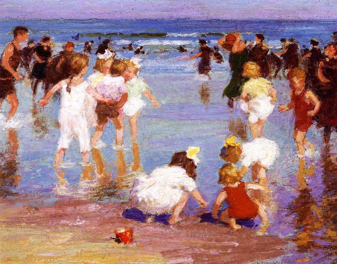 FrankMalfitano's tweet photo. PAINTING OF THE DAY: BEACH SCENE (SUNDAY AT THE BEACH), 1915 by #EdwardPotthast #painting #AmericanArtist #impressionist #1910s #beachscene https://t.co/rexs3U0j0T