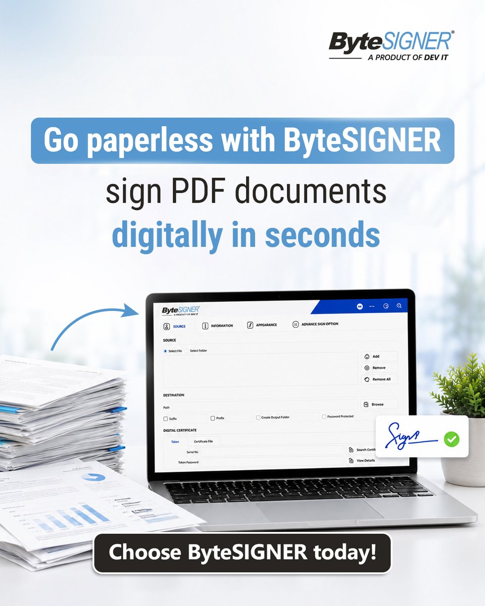 ByteSIGNER's tweet photo. Print. ✖️
Sign. ✖️
Scan. ✖️

Or...

Sign PDFs digitally in seconds with ByteSIGNER. ✅

👉 Book a demo: https://t.co/ypStJzuall

#ByteSIGNER #DigitalSignatureSoftware #BulkSigning #PaperlessOffice #PDFSigning https://t.co/ONfqp9CXGr