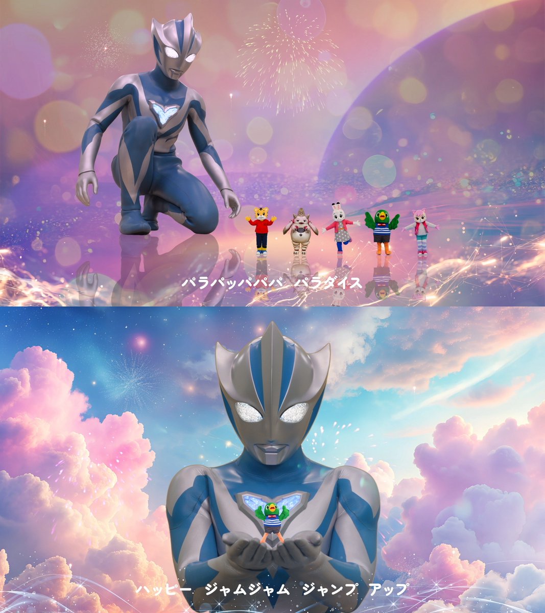 denfaminicogame's tweet photo. しまじろうが『ウルトラマンテオ』とコラボ決定！「ハッピー・ジャムジャム」にテオや怪獣が登場する特別コラボ動画を放送へ
https://t.co/ba9f2JNfA7

サイズ感が違いすぎるが、どちらも同じテレ東系列の土曜朝の放送。8月8日（寅の日）の『しまじろうのわお！』では、ミニコラボドラマも展開する https://t.co/TLwbL6J17y