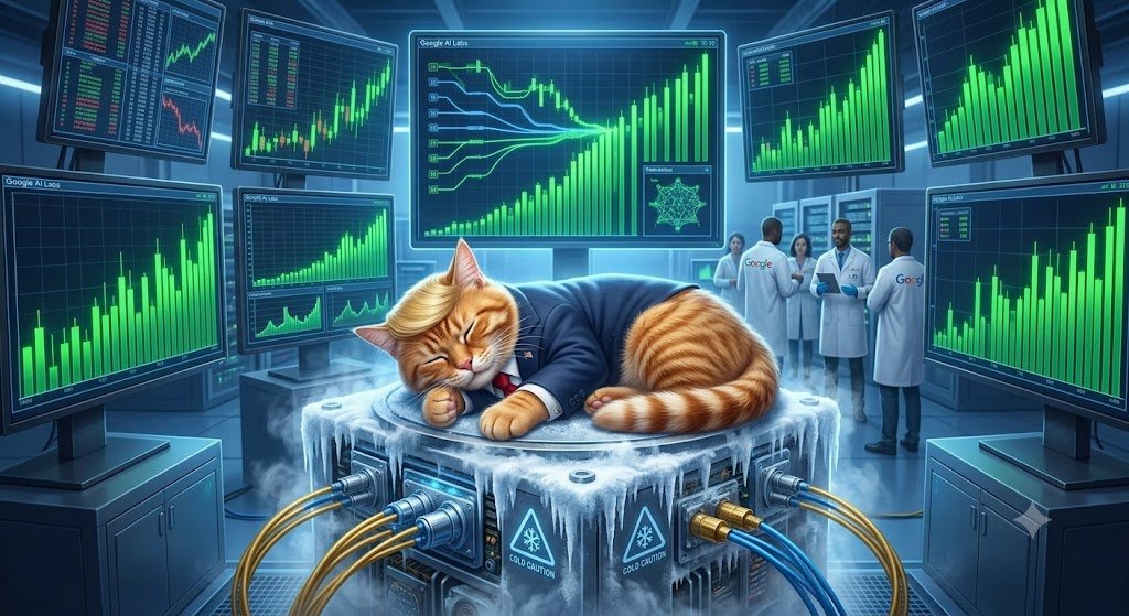 ClaritycatCCAT's tweet photo. GOOGLE AI LABS: 
"Our quantum supercomputer is predicting future macroeconomic market cycles!"

PRESIDENT $CCAT: curls up on top of the liquid nitrogen cooling unit, purrs at 120 decibels, forces a 100% green candle prediction across all timelines 🐱⚡

Quantum supremacy achieved by presidential nap.

CA: 

GsRDb9dom6GEQgeMx3V41qU1ntJpRgGdzkXxFRvspump

📡 https://t.co/11KWvWJw6t
