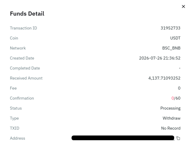 charlesbridge7's tweet photo. @BitMartExchange $4,500 in USDT has been stuck in withdrawal for two days. The request was submitted, but it still hasn’t been processed. https://t.co/XRDgfMYBOE