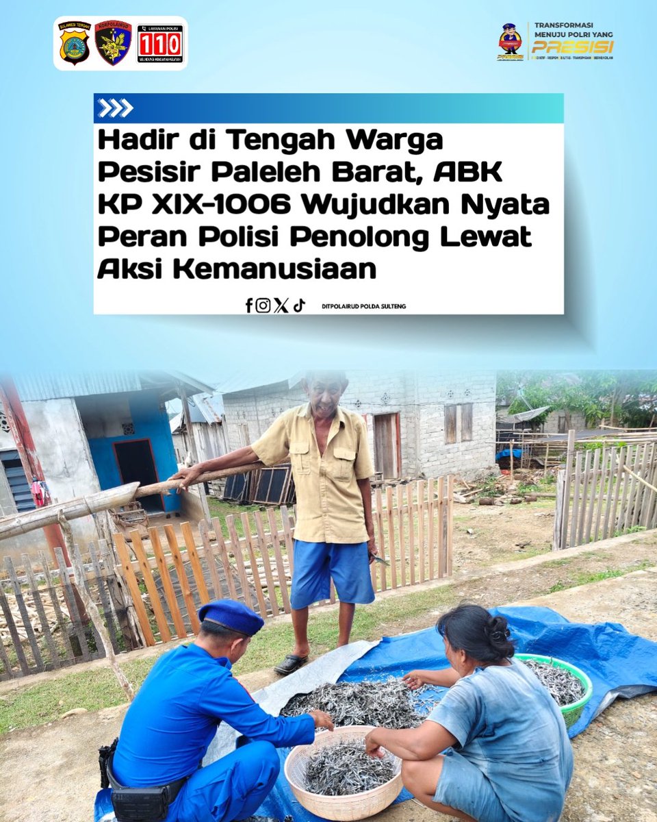 polairsulteng's tweet photo. Hadir di Tengah Warga Pesisir Paleleh Barat, ABK KP XIX-1006 Wujudkan Nyata Peran Polisi Penolong Lewat Aksi Kemanusiaan https://t.co/RdTkK3H1QA