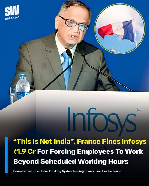 nkk_123's tweet photo. Infosys fined Rs 1.9 crore in France.
French labour rules require employers to keep track of working hours, including the statutory 35 hour workweek, overtime and mandatory rest periods which Infosys did not follow.
and here in India, Murthy wants 72 hour work week. https://t.co/UqiDc9aDzf