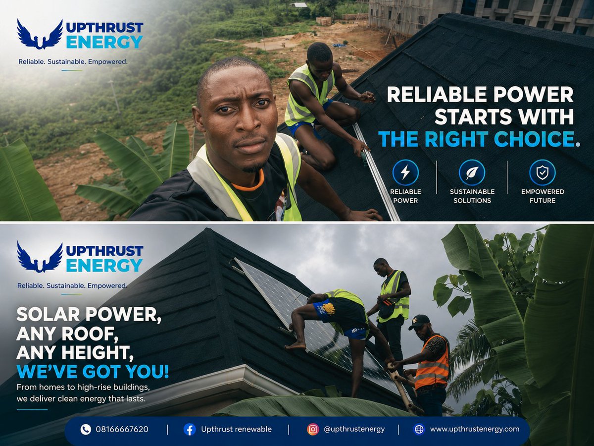 UpthrustEn4953's tweet photo. Your generator has had enough screen time.

It's your roof's turn to shine.

Talk to Upthrust Renewable Energy today.

Reliable. Sustainable. Empowered.

#TuesdayMotivation #BuySolar #UpthrustRenewableEnergy #GoSolar #SolarEnergy #ReliablePower #RenewableEnergy #CleanEnergy https://t.co/kaFmyRP1QE