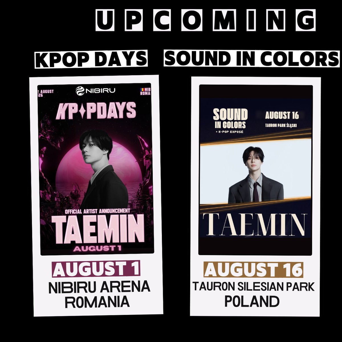 TaeminGlobal's tweet photo. [🗓️] #TAEMIN 2026 Schedule [Updated]
🌐[Upcoming]

🇷🇴 Kpop Days Aug 1 
📍Nibiru Arena, Romania

🇵🇱 Sound in Colors K-POP EXPOSÉ Aug 16 
📍TAURON Silesian Park, Chorzów, Poland

🎶TAEMIN  PHASE 1 : Soft Violence  - Comeback on   Aug  31 -  6:00 PM (KST)

✈️TAEMIN  LIMINAL 2026_27 WORLD_TOUR 🌎
🇰🇷 Seoul
🇺🇸 San Jose, Los Angeles, Las Vegas, Grand Prairie, Chicago, Newark
🇲🇽 Monterrey, Mexico City
 🇨🇱 Santiago
🇵🇪 Lima
🇧🇷 São paulo 
📢More cities to be added❣️

#TAEMIN #태민 #テミン #泰民