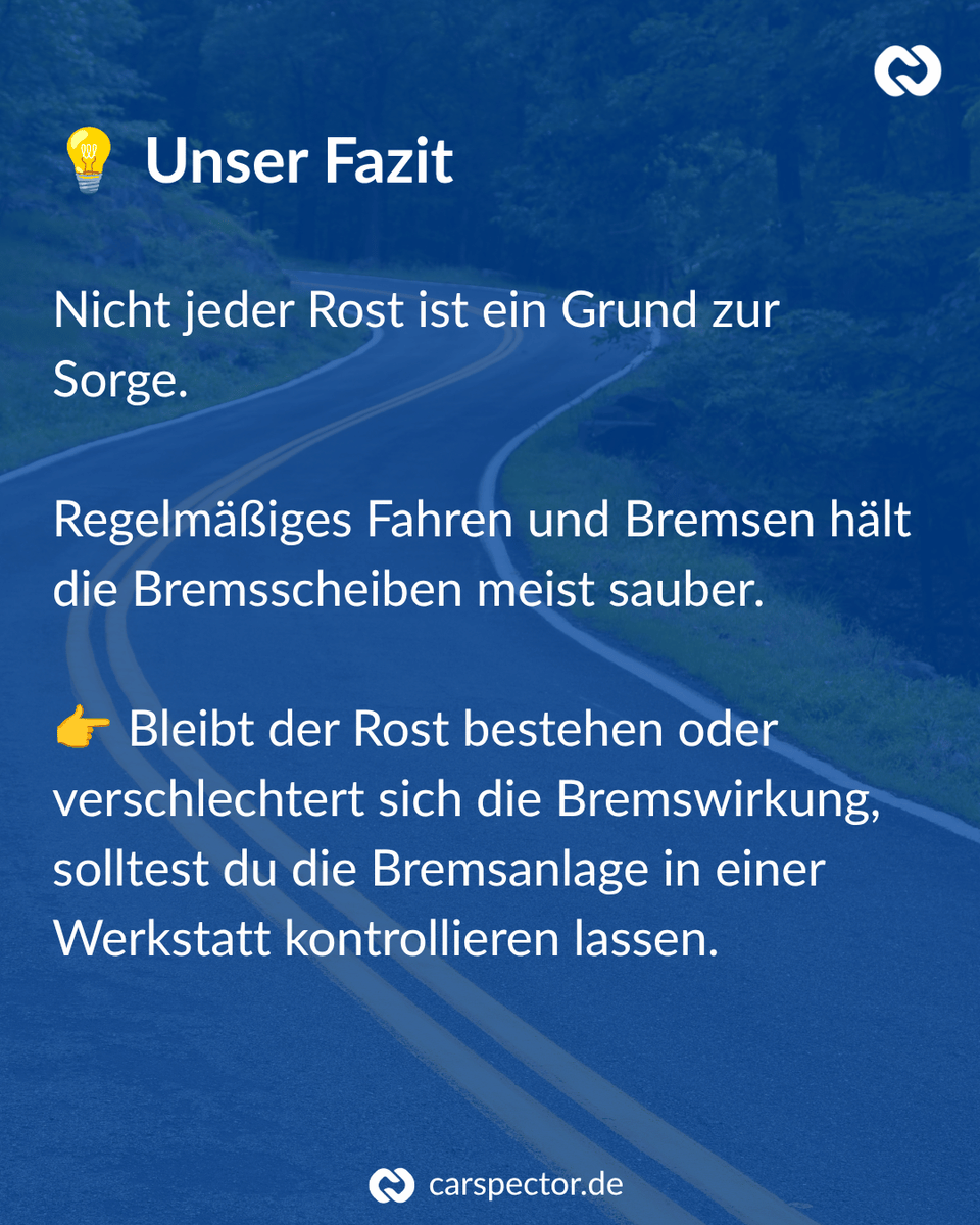carspector's tweet photo. Rost auf der Bremsscheibe? 😳
Keine Panik, leichter Flugrost ist nach Regen oder einer Autowäsche völlig normal und verschwindet meist nach wenigen Bremsungen.
#carspector #auto #autowissen #bremsen #bremsscheiben #rost #autotipps #wartung #gebrauchtwagen #carcontent #kfz #wow https://t.co/ZCUOt6krED