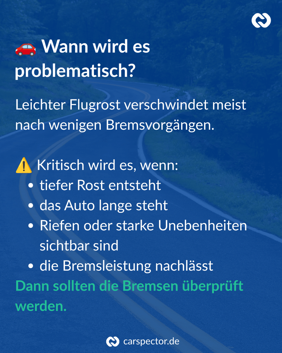 carspector's tweet photo. Rost auf der Bremsscheibe? 😳
Keine Panik, leichter Flugrost ist nach Regen oder einer Autowäsche völlig normal und verschwindet meist nach wenigen Bremsungen.
#carspector #auto #autowissen #bremsen #bremsscheiben #rost #autotipps #wartung #gebrauchtwagen #carcontent #kfz #wow https://t.co/ZCUOt6krED