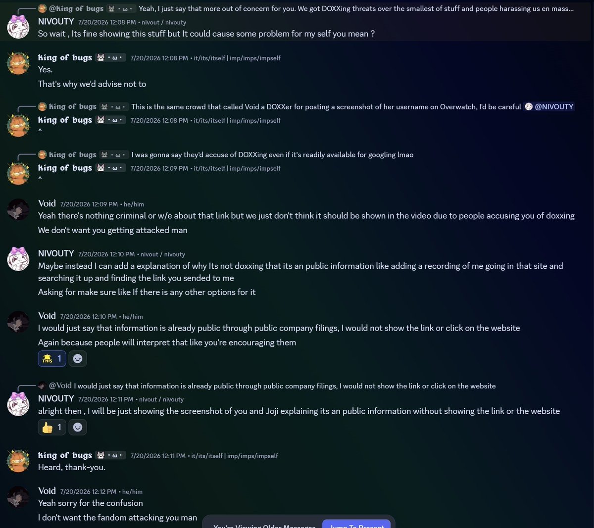 BoyImPlagued's tweet photo. @mydeardoxy Also we quite literally advised Nivouty not to post that stuff in his video. He kept insisting on it. https://t.co/UGOTCjYkN8