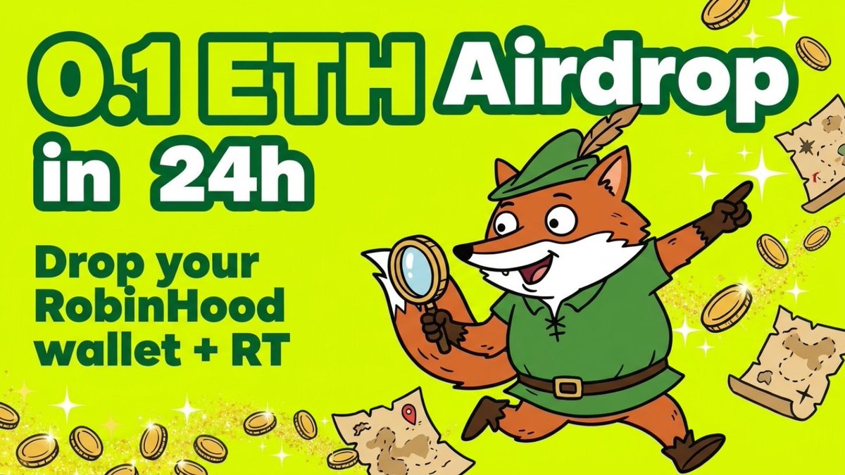 RobinFox_'s tweet photo. 🎁 0.1 $ETH Giveaway 🎁 ($190) 

1⃣ Follow @FoxyHoodX w/🔔 
2⃣ Drop your wallet + RT ♻️ 

Will pick 2 x winners: 24 hours ⌛️ 
$ROBFOX #Robinhood https://t.co/gK95ywuqOU