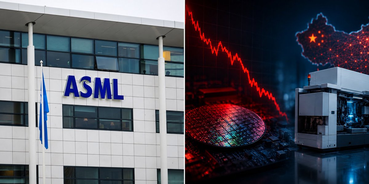 CandlePilot's tweet photo. $ASML has fallen around 10% over the past two days. 

The main reason isn't its earnings, it's growing concerns after reports that a Chinese state-backed company has started producing DUV lithography machines at scale. 

ASML still leads in advanced EUV, but investors are wondering how much this could affect its long-term growth.