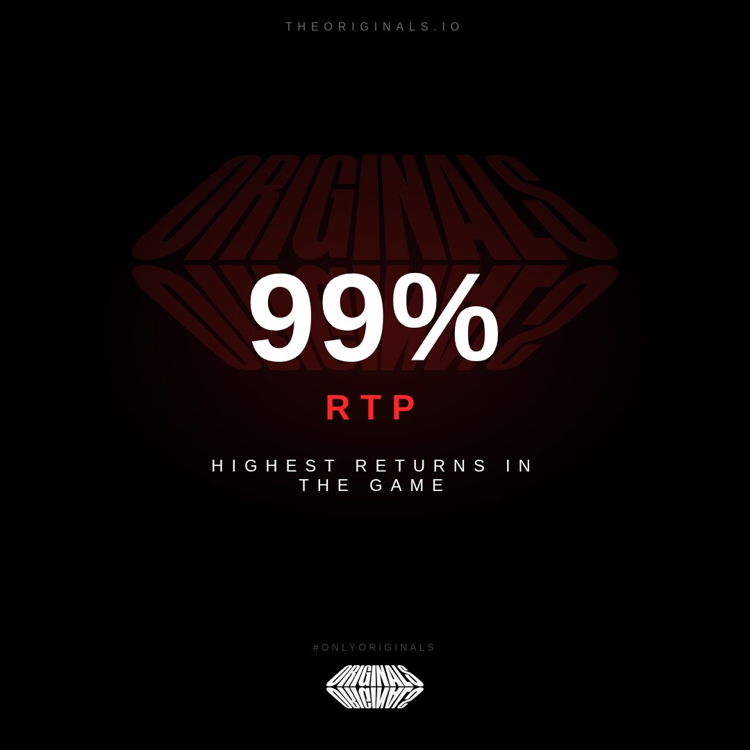 theoriginalsio's tweet photo. 🔴 99% RTP, EXPLAINED

99% RTP = on average, $99 of every $100 wagered comes back to players.

Highest returns in the game world. More play = more potential wins

#OnlyOriginals https://t.co/yvWx8d7Yip