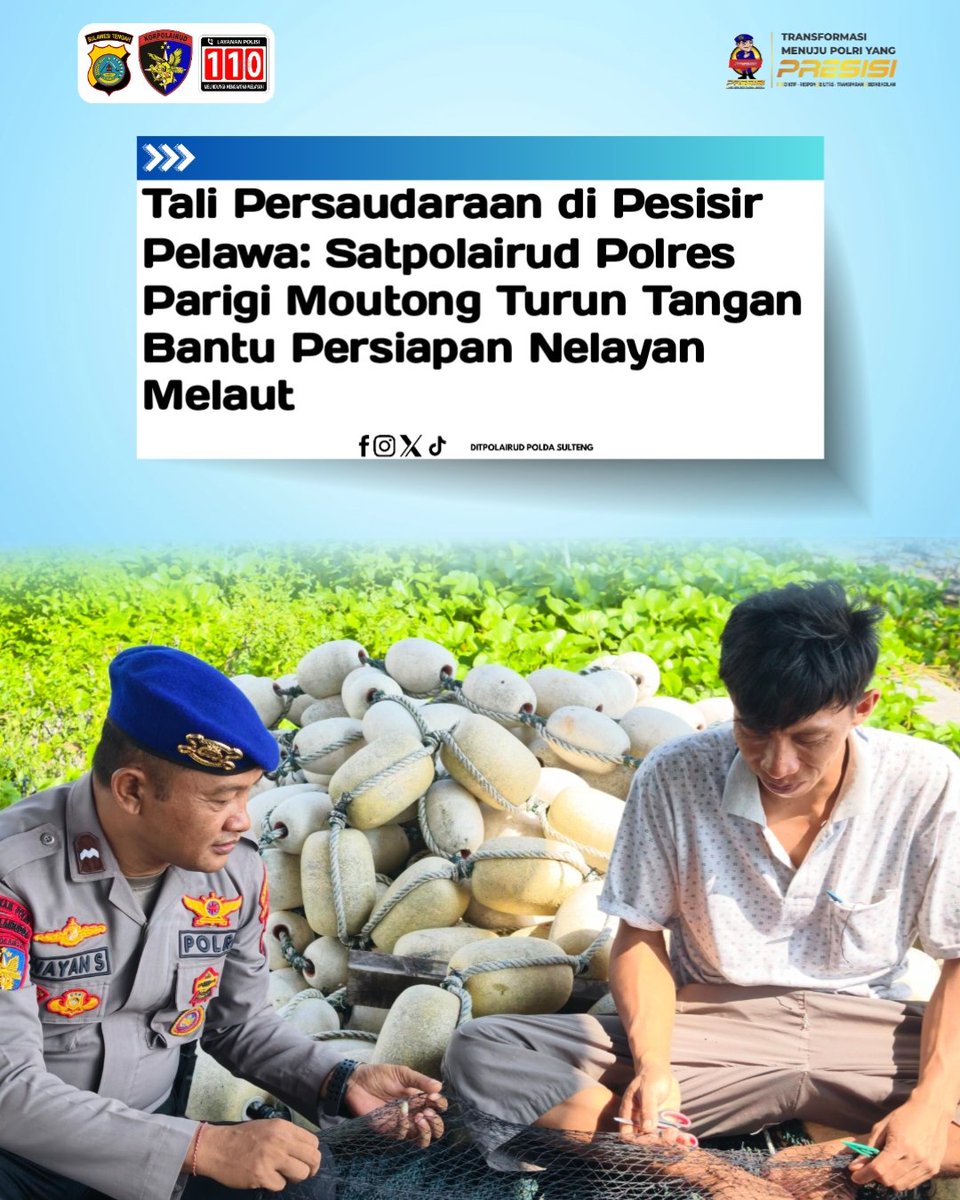 polairsulteng's tweet photo. Tali Persaudaraan di Pesisir Pelawa: Satpolairud Polres Parigi Moutong Turun Tangan Bantu Persiapan Nelayan Melaut https://t.co/2f95Ov9hp2