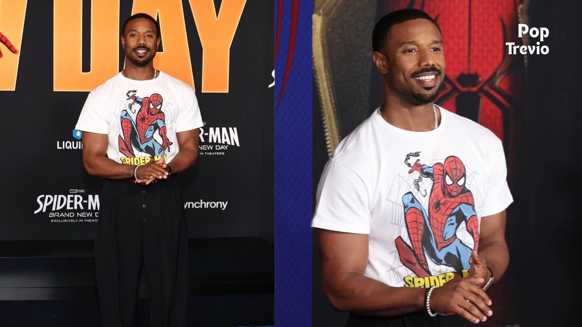 PopTrevio's tweet photo. Michael B. Jordan at the premiere of "Spider-Man: Brand New Day" in Los Angeles. https://t.co/WLd2chHxII