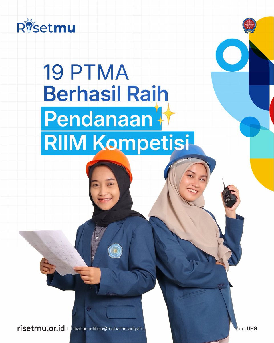 RisetMu's tweet photo. Selamat kepada 19 Perguruan Tinggi Muhammadiyah dan 'Aisyiyah (PTMA) yang berhasil meraih pendanaan RIIM Kompetisi. 

Semoga capaian ini semakin mendorong lahirnya riset yang inovatif, kolaboratif, dan memberikan manfaat nyata bagi masyarakat. 👏 https://t.co/0ElwBrGSdc