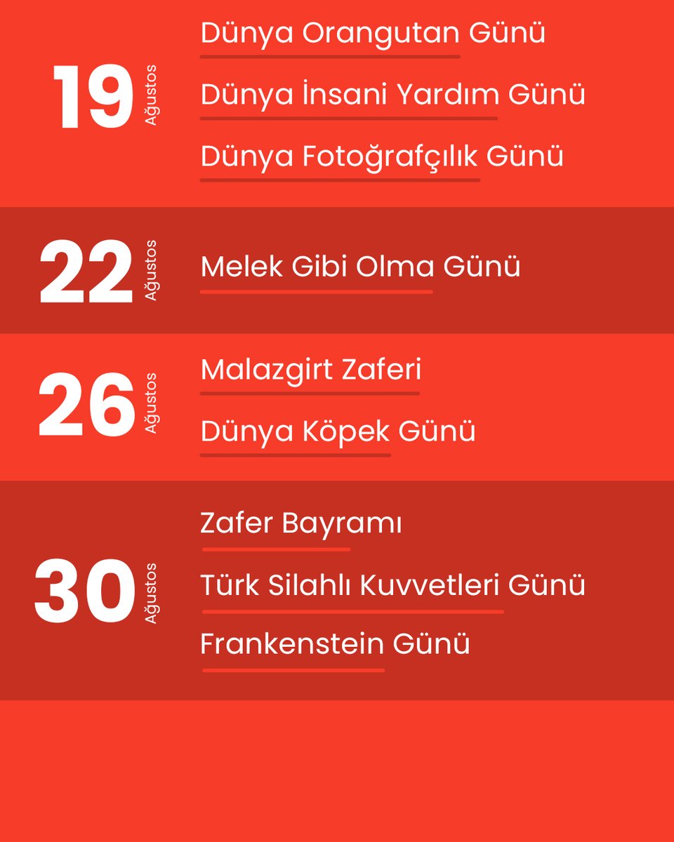 abakademicom's tweet photo. Markanın sosyal medya ve dijital pazarlama stratejilerine yön verecek Ağustos ayı önemli günler takvimimiz geldi! 📆🎉 https://t.co/A4NAAGf3Mk