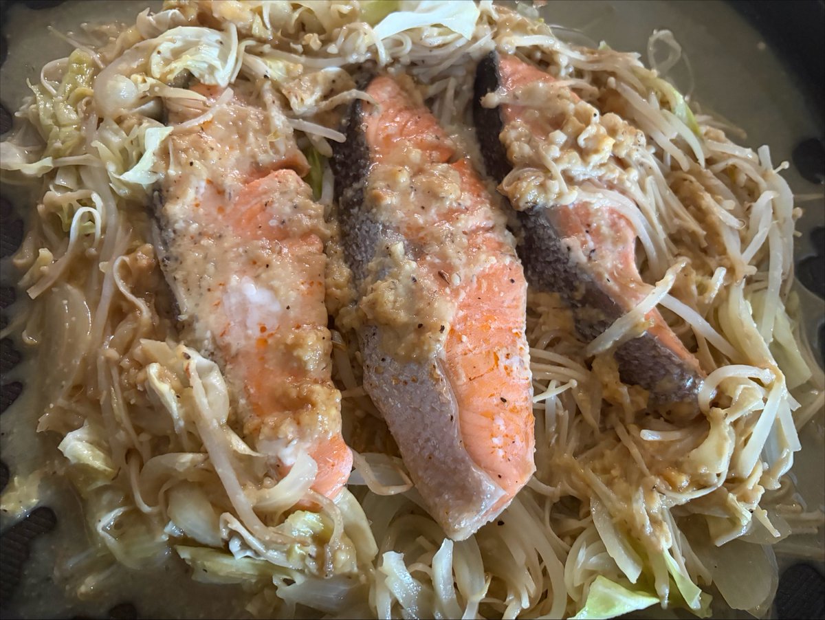 pepe0x0's tweet photo. 今日は秋鮭のちゃんちゃん焼き～🐟
色味入れてないから単色じゃな🫶 https://t.co/71JlmuyUIY