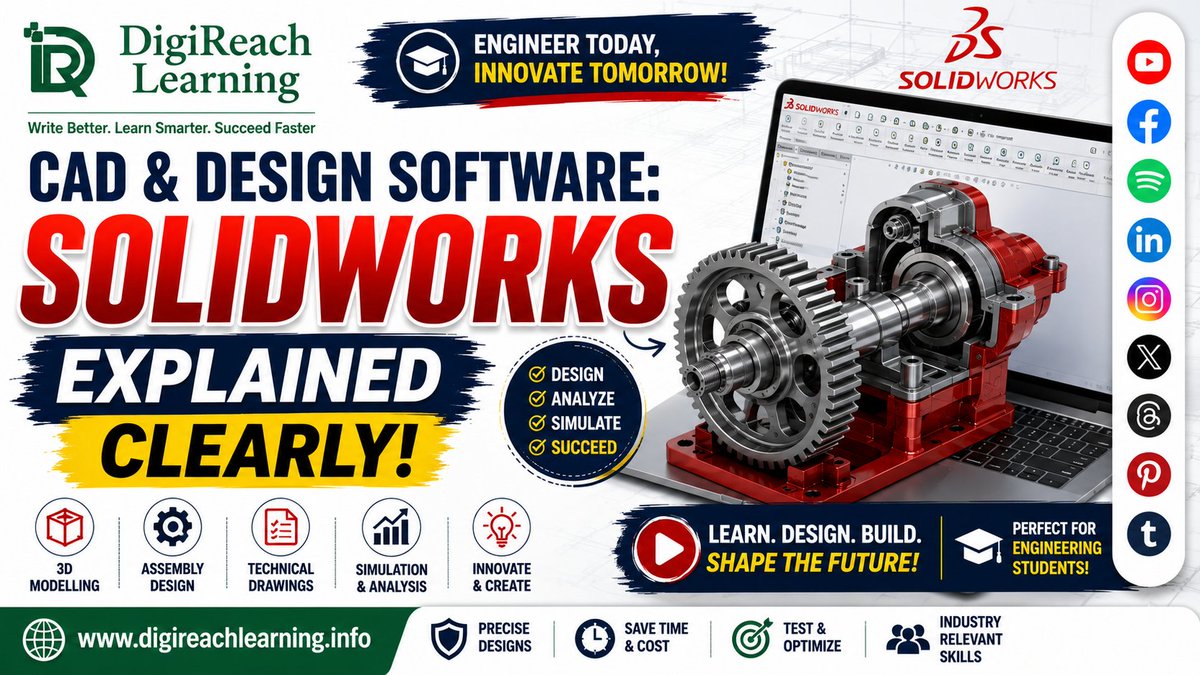 DigiReachL2022's tweet photo. SOLIDWORKS Made Easy
Discover its key features, applications, and how it can help you excel in CAD projects, and product design.
For Videos: https://t.co/GCb3tuxvvi
Visit Us: https://t.co/cN23LCq53H
#SOLIDWORKS #CADSoftware #EngineeringStudents  #AssignmentHelp #DigiReachLearning https://t.co/jxvAbPbNBn