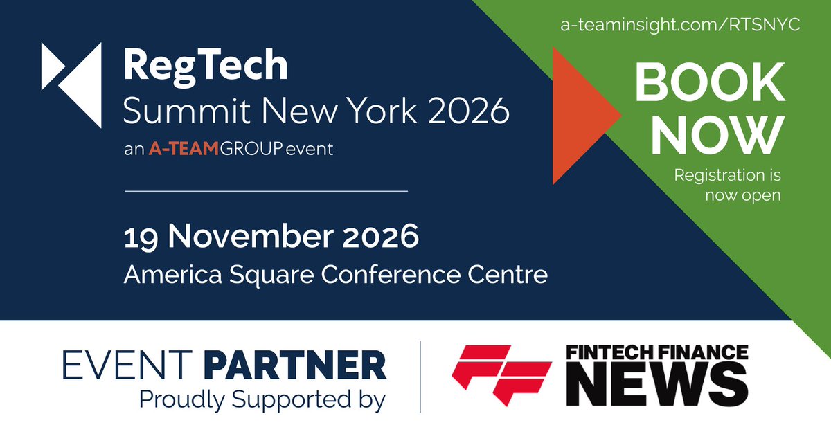 RegTechInsight's tweet photo. We are pleased to announce @fintechf as an Event Partner for RegTech Summit New York 2026!
Link to register in first comment
#RTSNYC #RegTechSummitNYC #RegTech #CapitalMarketsTech #Partner https://t.co/aX6e8DpEyI