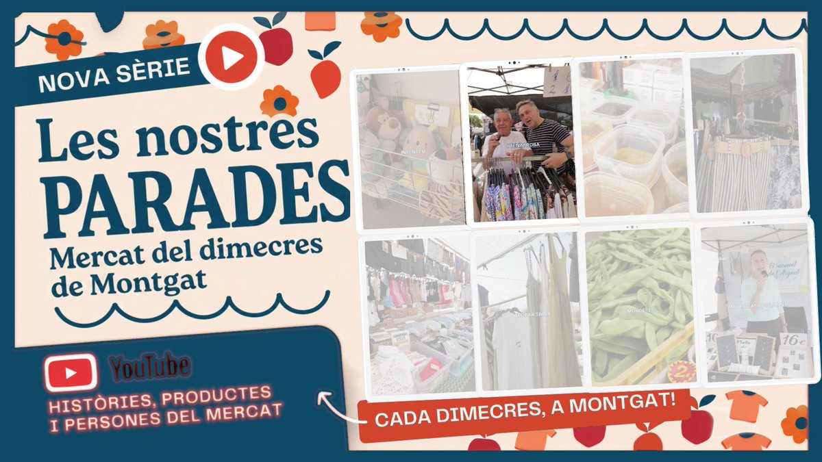 Montgat's tweet photo. 🛍️Els dimecres, vine al Mercat de Montgat!
Qualitat, proximitat i el millor tracte t'esperen a la plaça de les Mallorquines.
👚 Moda femenina amb estil, qualitat i bon preu. Cada dimecres al Mercat de #Montgat
Vídeo:
https://t.co/9FtjMZecZz
#CompraAProp #Montgat #FemPoble https://t.co/U16ylnHKaI