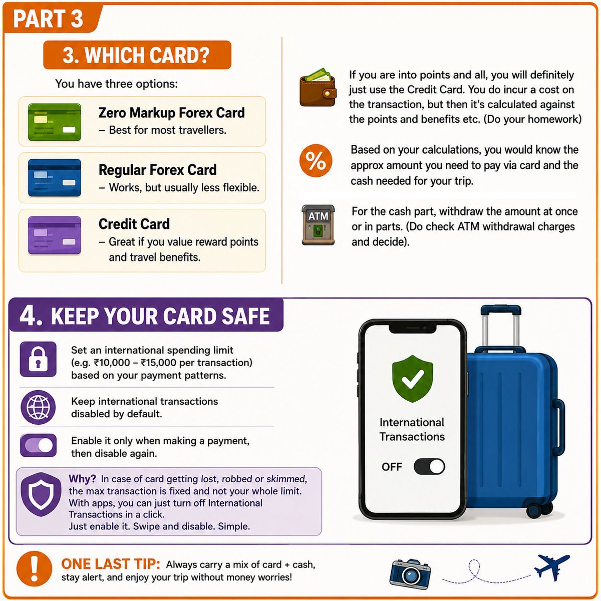 outofofficedaku's tweet photo. How to Carry Money on an International Trip?

1. Plan Your Expenses
2. Carry Some Cash
3. Choosing the Right Card
4. Keep Your Card Safe

Details &amp; link to Scapia Lifetime Free Credit Card in the images below