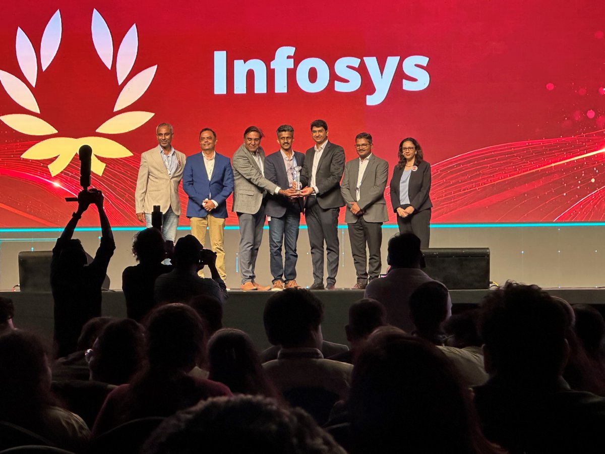 Infosys's tweet photo. Proud to be recognized at #Pega Innovate Hyderabad 2026 with the #PegaBlueprint Adoption Excellence Award.
This award recognizes Infosys for driving widespread Pega Blueprint adoption and achieving the highest number of unique users. A testament to our commitment to innovation, #AI driven transformation, and delivering greater value for our clients.
Thank you to Pega, our clients, and our teams for making this achievement possible.
#PegaInnovate2026 #Innovation #DigitalTransformation