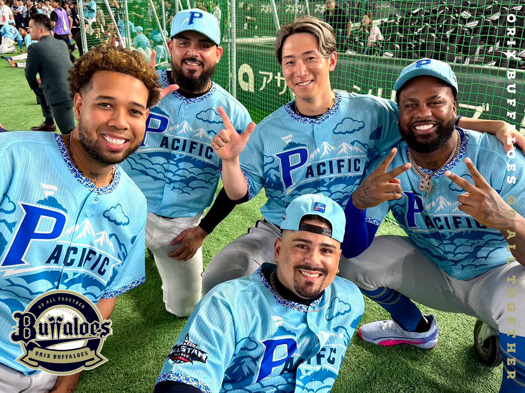Orix_Buffaloes's tweet photo. 他球団選手と交流🤝✨
#レイエス 選手
#オスナ 投手
#エスピノーザ
#マチャド
#西川龍馬
#田宮裕涼 選手
#太田椋
#柳田悠岐 選手
#西川史礁 選手
#Bs2026 https://t.co/J5b6T92g2o