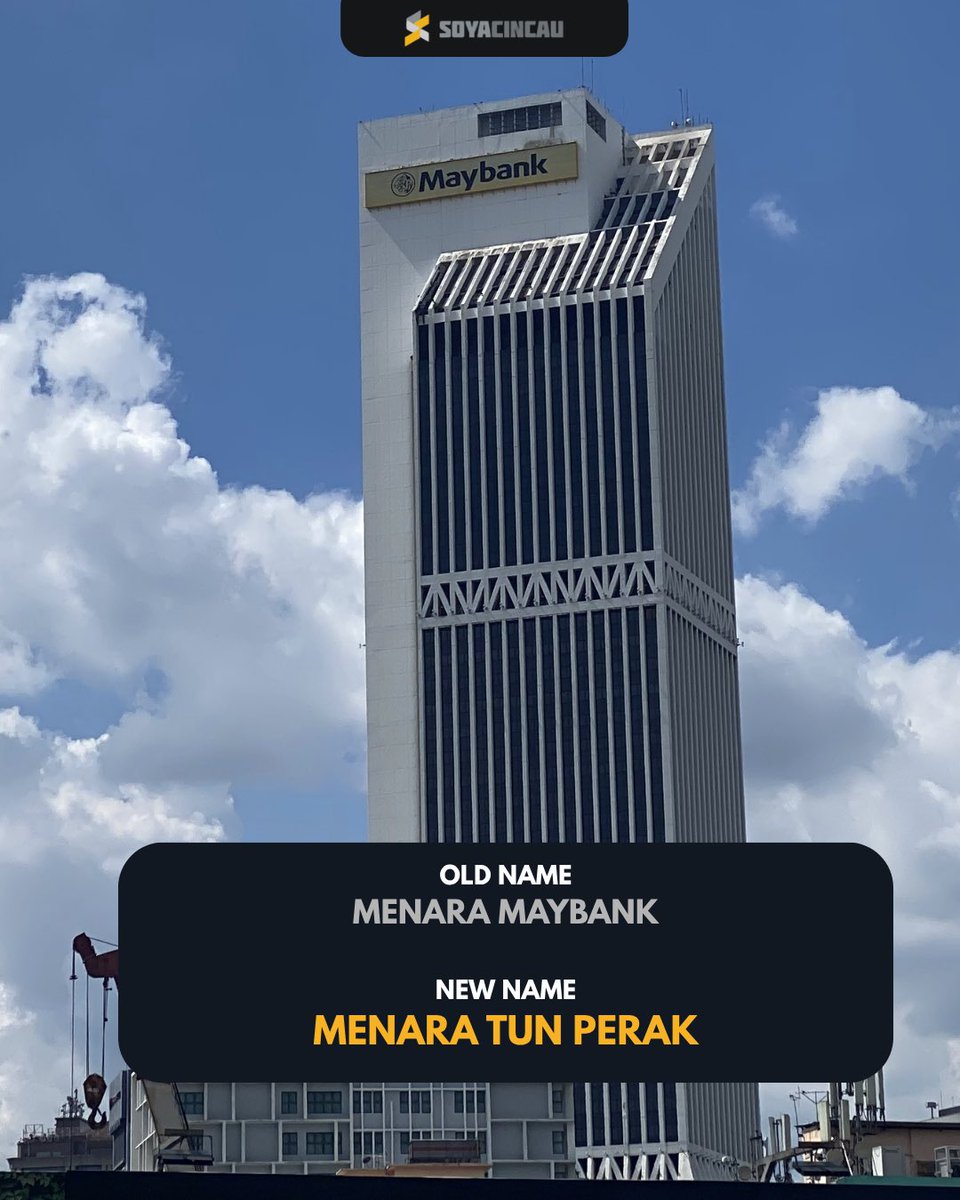 Soya_Cincau's tweet photo. Malaysia's tallest building, Merdeka 118, is now officially renamed as Menara Merdeka Maybank, reflecting the banking group's presence in the building which serves as its headquarters.

Meanwhile, the previous Menara Maybank at Jalan Tun Perak is now renamed as Menara Tun Perak.

#merdeka118 #maybank #menaramaybank #menaramerdekamaybank #skyscraper