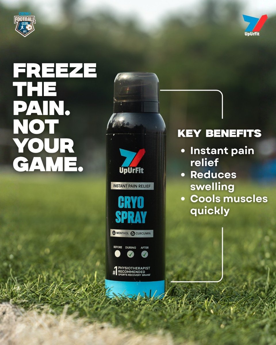 GenoFootball's tweet photo. Freeze the pain. Not your game. ❄️⚽

When every second counts, quick relief makes all the difference. UpUrFit Cryo Spray delivers instant cooling to help reduce pain, minimize swelling, and keep recovery moving.

Stay ready. Stay in the game.

#genorising #goanfootball https://t.co/9BWXrB9Bbt