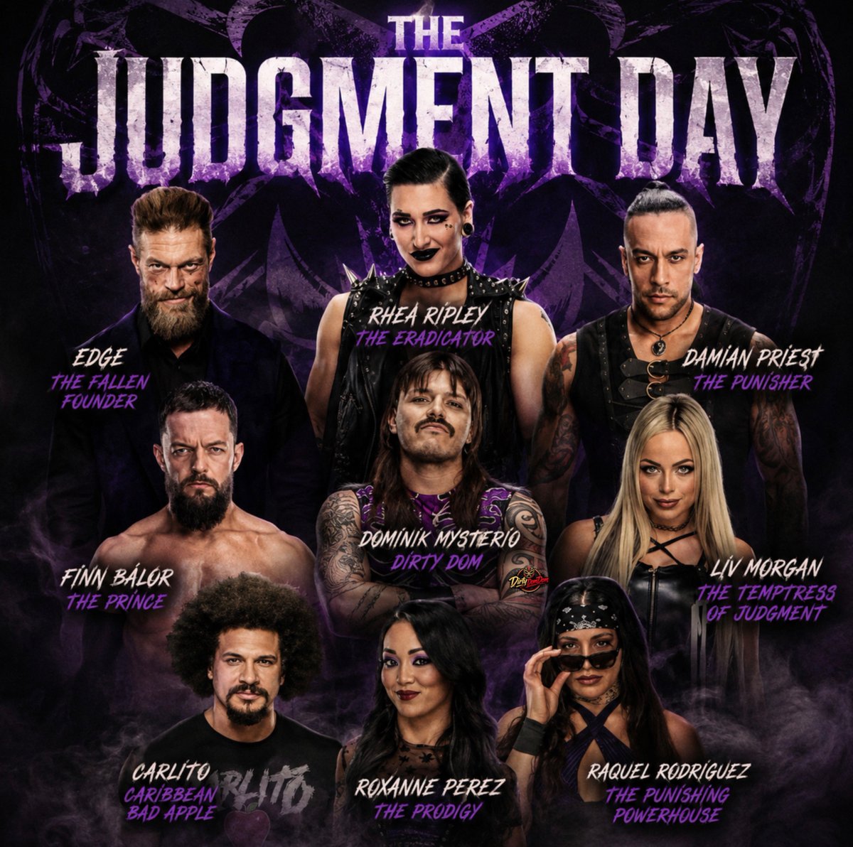 DirtyDomDom's tweet photo. The Judgment Day has now won:

🏆 Men’s World Title
🏆 Women’s World Title
🏆 Men’s Tag Team Titles
🏆 Women’s Tag Team Titles
🏆 Intercontinental Title
🏆 Women’s Intercontinental Title

The only championships they haven’t won as Part of The Judgement Day are the Men’s and Women’s United States Championships.