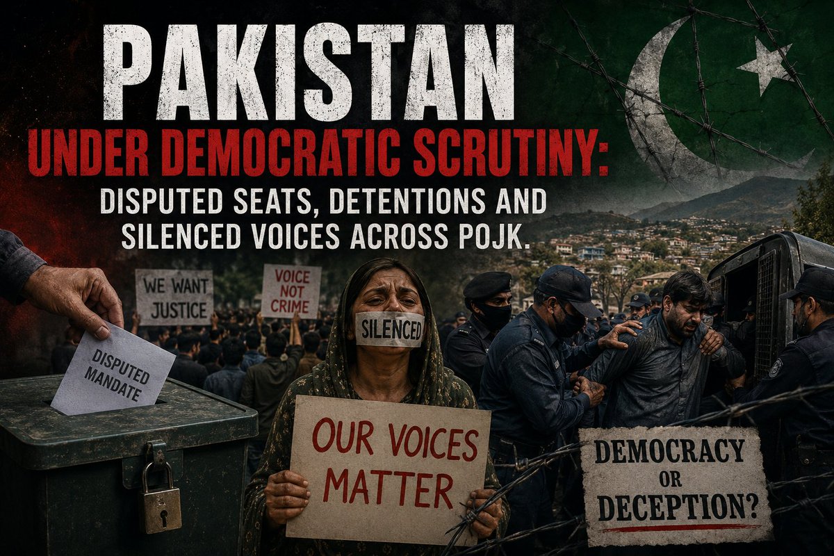 HinaKhan1558915's tweet photo. PAKISTAN UNDER DEMOCRATIC SCRUTINY: DISPUTED SEATS, DETENTIONS AND SILENCED VOICES ACROSS POJK.#PoJK #PoK #AzadKashmir #PoJKElections #TwelveSeat #LocalRepresentation #ElectionTransparency #ConstitutionalReview #RightsAndRepresentation https://t.co/iV8EsMicrH