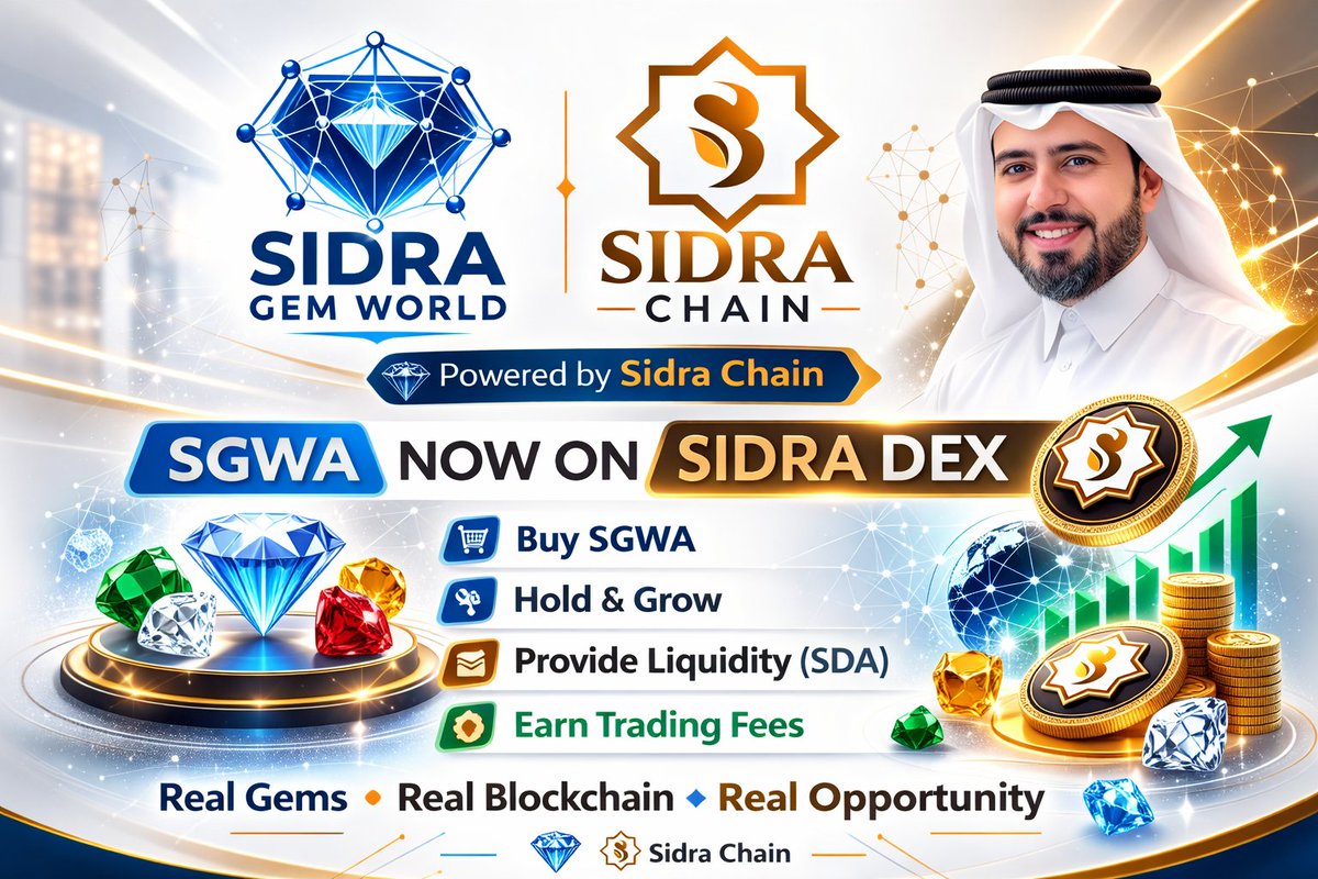 SidraGemWorlds's tweet photo. The strongest ecosystems are built by communities.
Trade SGWA, support liquidity, and grow with the Sidra ecosystem. 🌍💎
Together, we're shaping the future.
#SGWA #SidraChain #CryptoCommunity #Web3 https://t.co/rUZGaA5eI5