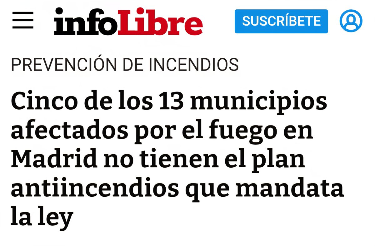 Carolalon1's tweet photo. 5 de los 13 municipios afectados por el fuego no tenían el plan de incendios que pide la ley y la Comunidad de Madrid no cumplió con SU OBLIGACIÓN de revisarlos y coordinar la protección civil sobre el terreno.

Todo esto, después de los terribles incendios del año pasado y el año que viene igual.