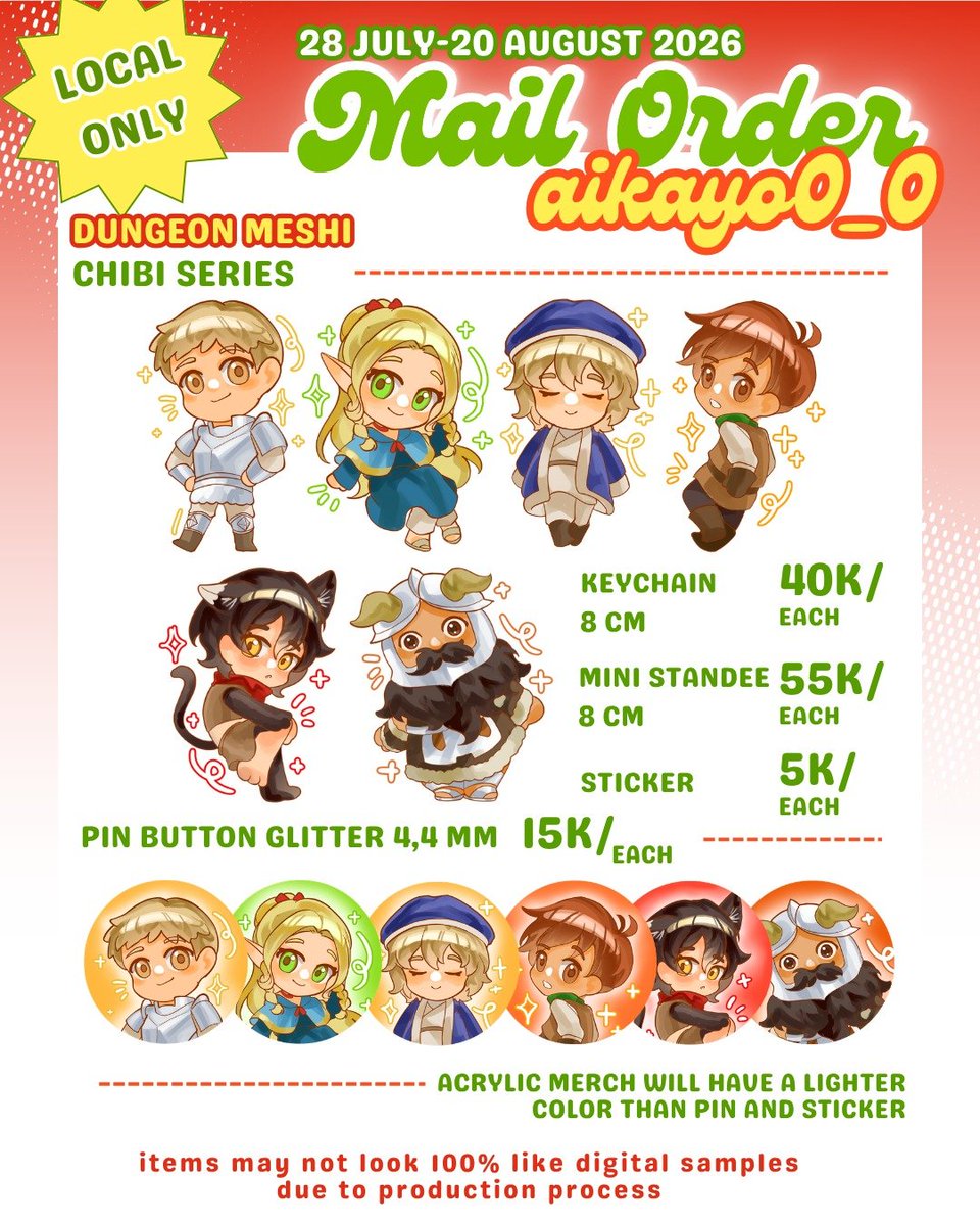 aikayoO_O's tweet photo. 💚+🔁 appreciated!
Aikayo mail order now open 💫

🗓️: 28th July - 20th Agust 2026
🌼 : Puella Magi Madoka Magica, Witch Hat Atelier, Dungeon Meshi
📦 : Mail Order (LOCAL ONLY)
🔗 : https://t.co/fih9gYC4s2 https://t.co/VDbh7J1X3V
